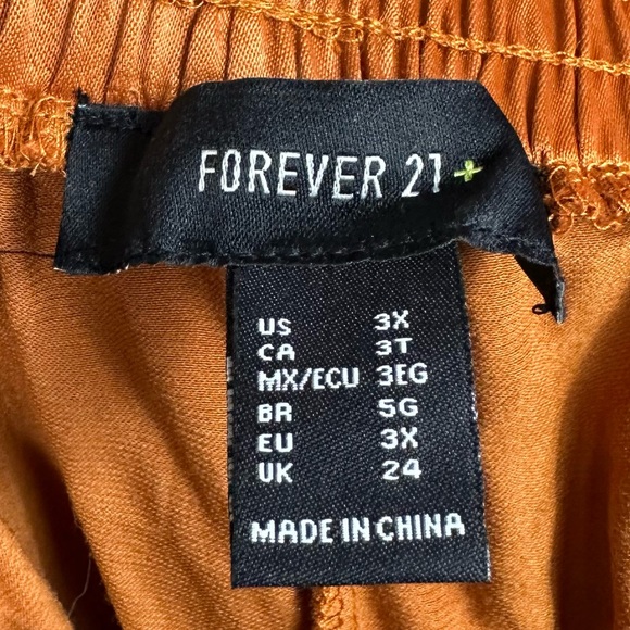 Forever 21 Satin Wide Leg Rust Brown Fall Winter Flowy Pants Size 3X - Picture 5 of 6